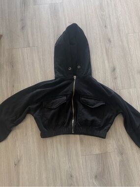 Fashion Nova Black Cropped Zip-Up Hoodie